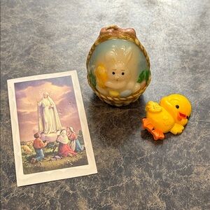 Vintage 1990s Easter Goodies Egg Shape Bunny Candle Hallmark Chick Pin Holy
